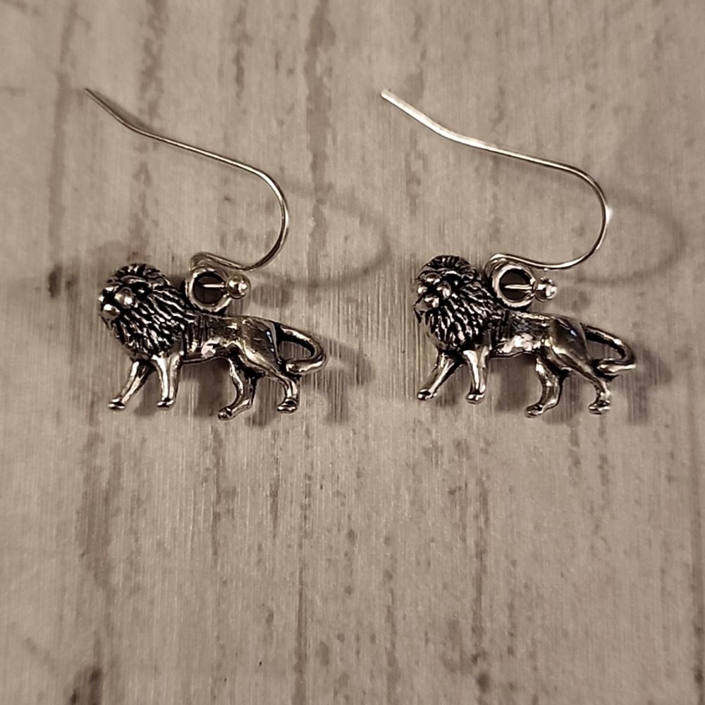 Lion Earrings Sterling Posts ER
